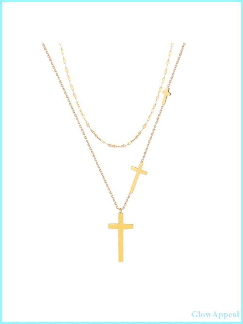 18K Gold Plated Double Layer Cross Pendant Necklace